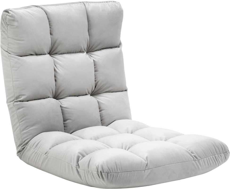 Fotelis HOMCOM grindų kėdė "3-in-1", sulankstoma, reguliuojamas atlošas, 13 padėčių, sulankstomas gulmaišis, pilkas metalinis putplastis, 55x71x53,5 cm