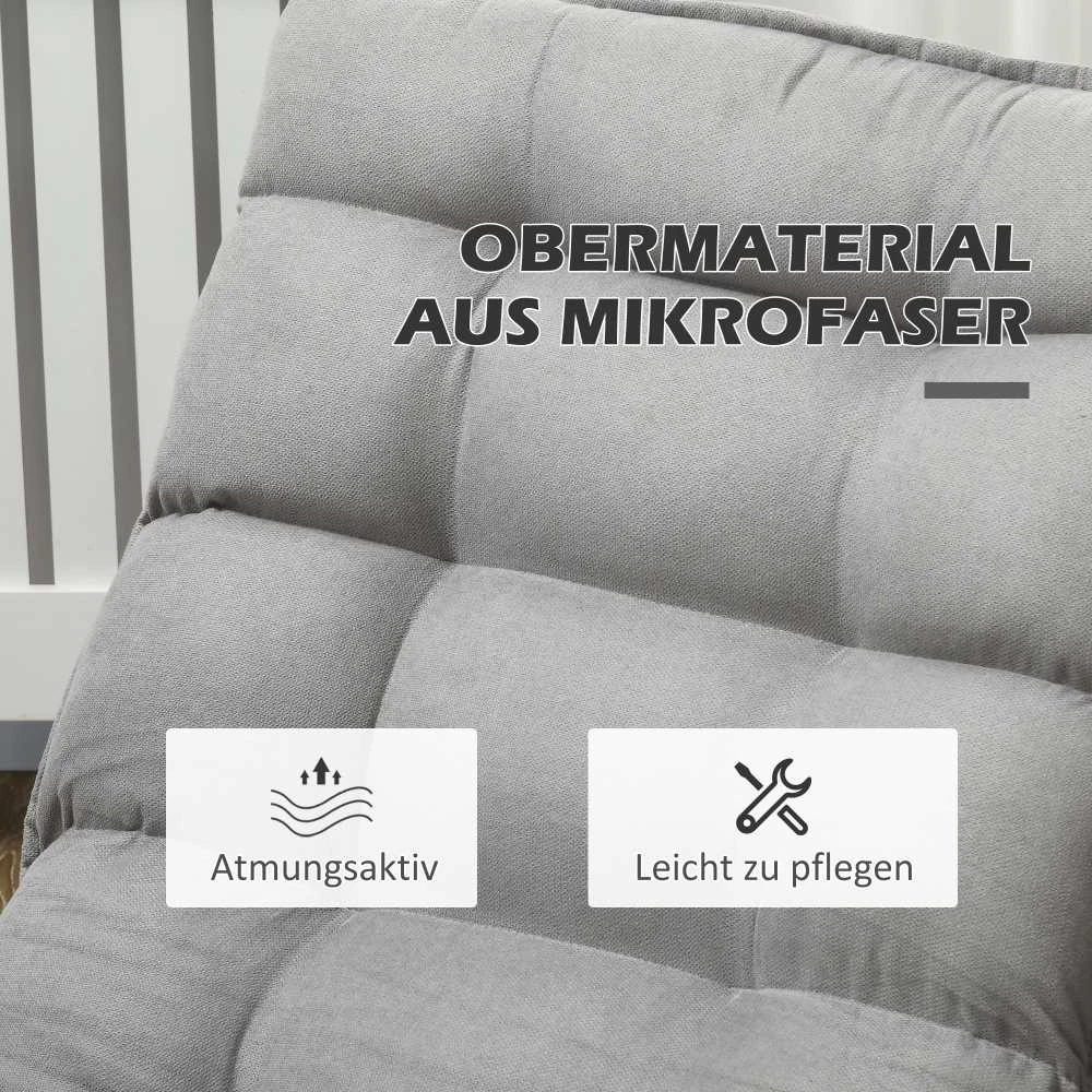 HOMCOM grindų kėdė, grindų sofa su reguliuojamu atlošu, besisukanti meditacijos kėdė su pagrindu, paminkštintas poilsio krėslas, tinginio sofa svetainei, biurui, šviesiai pilka