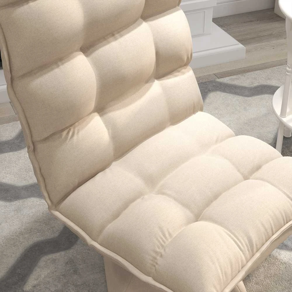 HOMCOM grindų kėdė, grindų sofa su reguliuojamu atlošu, besisukanti meditacijos kėdė su pagrindu, paminkštintas poilsio krėslas, tinginio sofa, smėlio spalvos