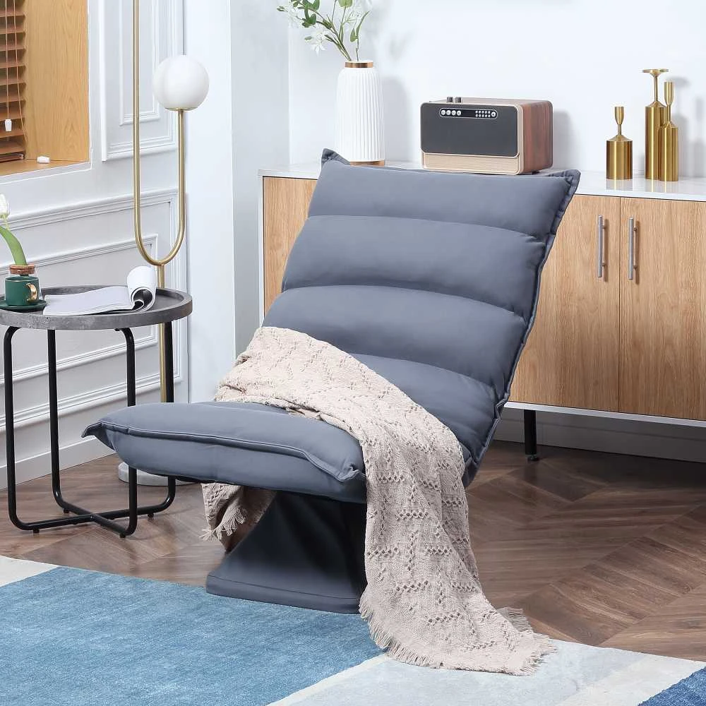 HOMCOM grindų sofa, grindų kėdė su reguliuojamu atlošu, besisukanti meditacijos kėdė, poilsio kėdė, mikropluošto audinys, pilka, 62x62x95 cm