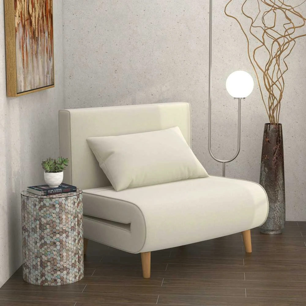 HOMCOM Sofa lova viengulė, sulankstoma sofa su reguliuojamu atlošu, šiaurietiška, lino imitacija