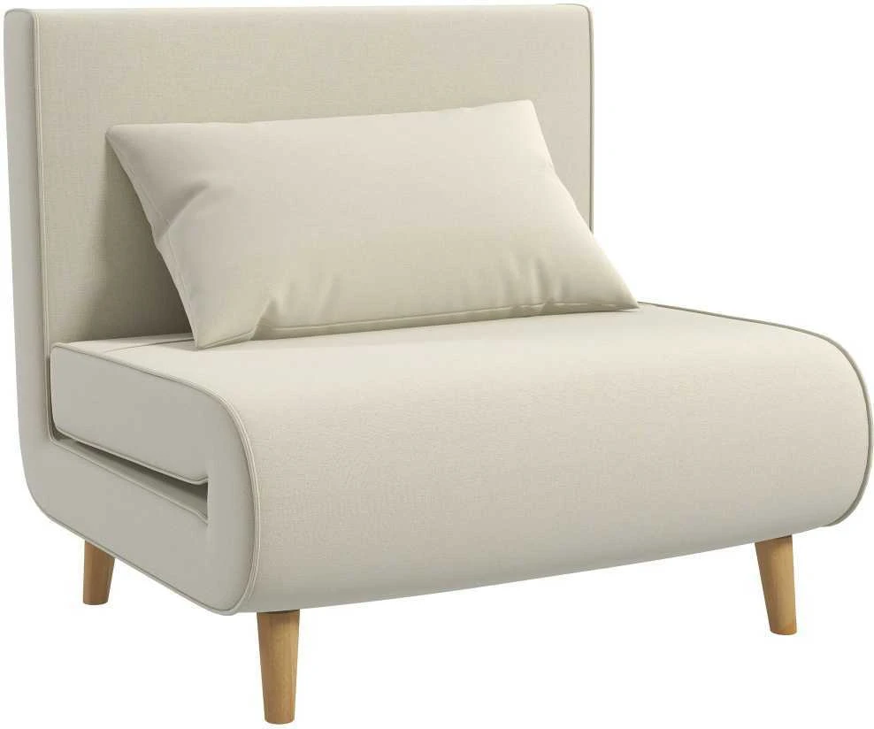 HOMCOM Sofa lova viengulė, sulankstoma sofa su reguliuojamu atlošu, šiaurietiška, lino imitacija