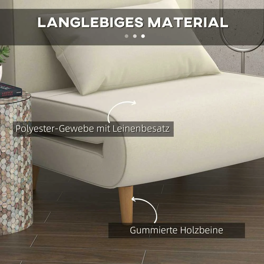 HOMCOM Sofa lova viengulė, sulankstoma sofa su reguliuojamu atlošu, šiaurietiška, lino imitacija