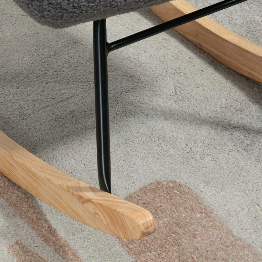 HOMCOM supamasis krėslas, akcentinis krėslas, poilsio kėdė su berber vilnos audiniu, miegamajam, iki 120 kg, tamsiai pilka, 71x92x101 cm