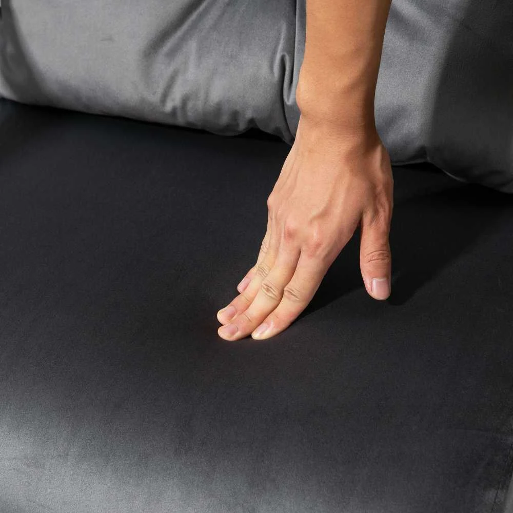 HOMCOM išskleidžiamas fotelis, viengubas sofa-lova su miegamąja funkcija, reguliuojamas poilsio fotelis, aksominė išvaizda, tamsiai pilka