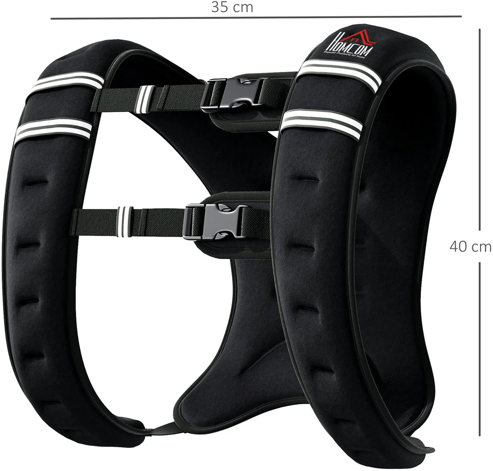 HOMCOM 10 kg svorių liemenė, reguliuojama, jėgos treniruotėms, Oksfordo audinys, metalinis smėlis, juoda, 40 x 35 cm