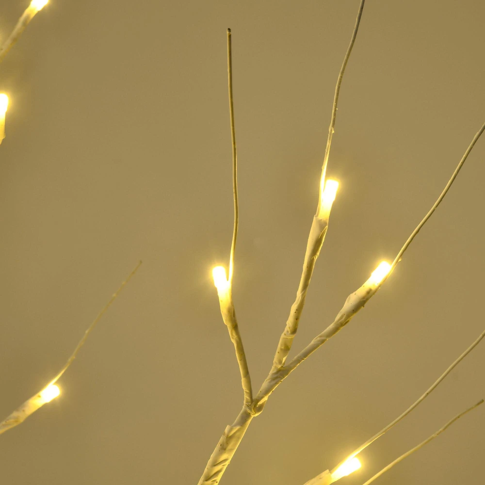 LED dirbtinis beržas su 72 šiltai baltomis LED lemputėmis, baltas, 17 x 17 x 120 cm