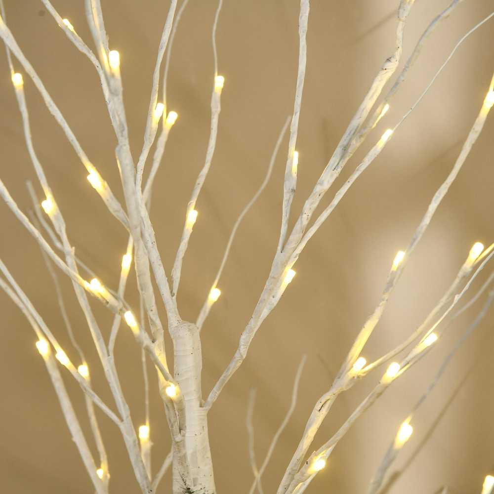 HOMCOM 150 cm dirbtinė eglutė, beržas su LED, Kalėdų eglutė beržas, kalėdinė dekoracija dirbtinis beržas vakarėliui, gimtadieniui, vestuvėms