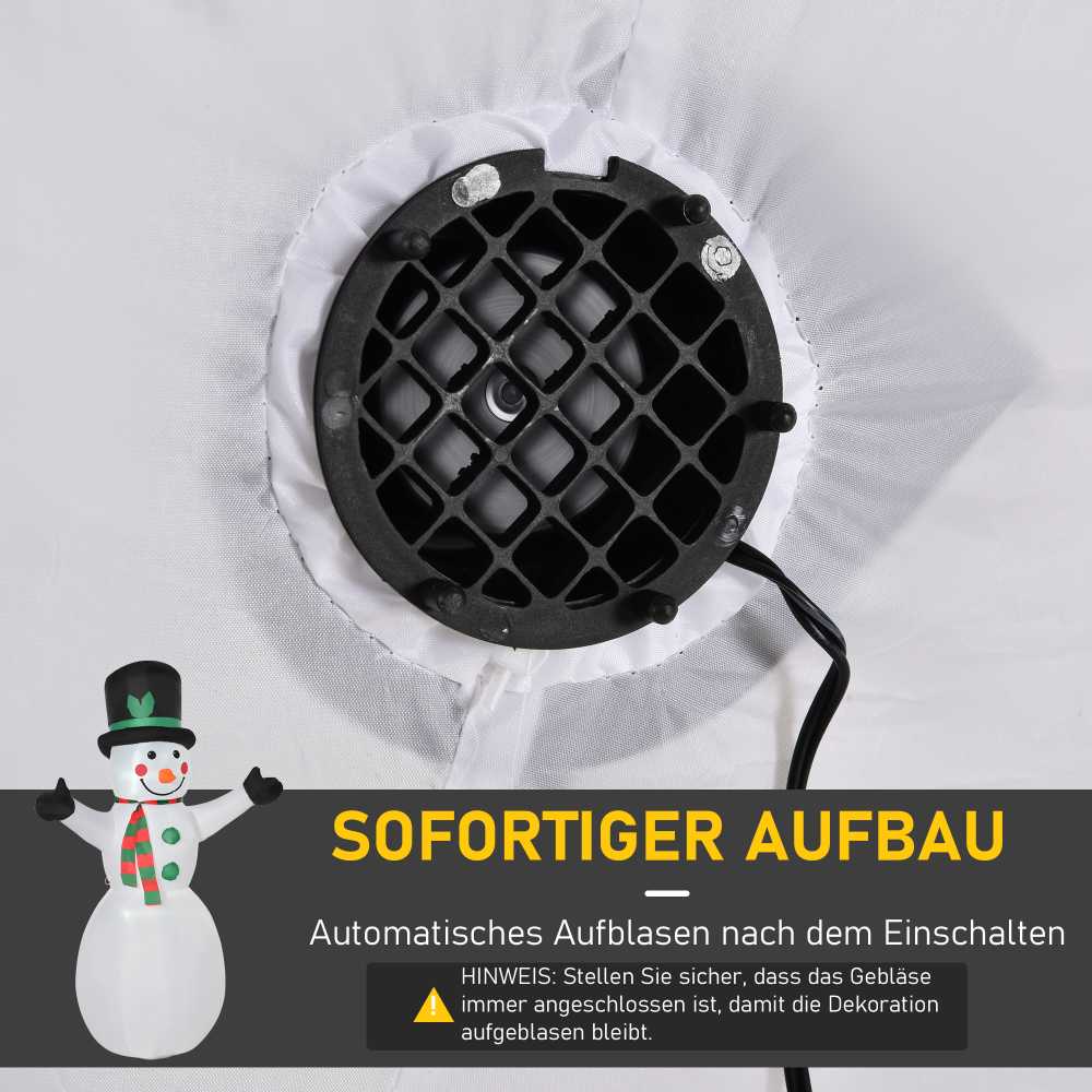 Homcom Pripučiamas kalėdinis sniego senis su LED apšvietimu, baltas, 130 × 72 × 193 cm