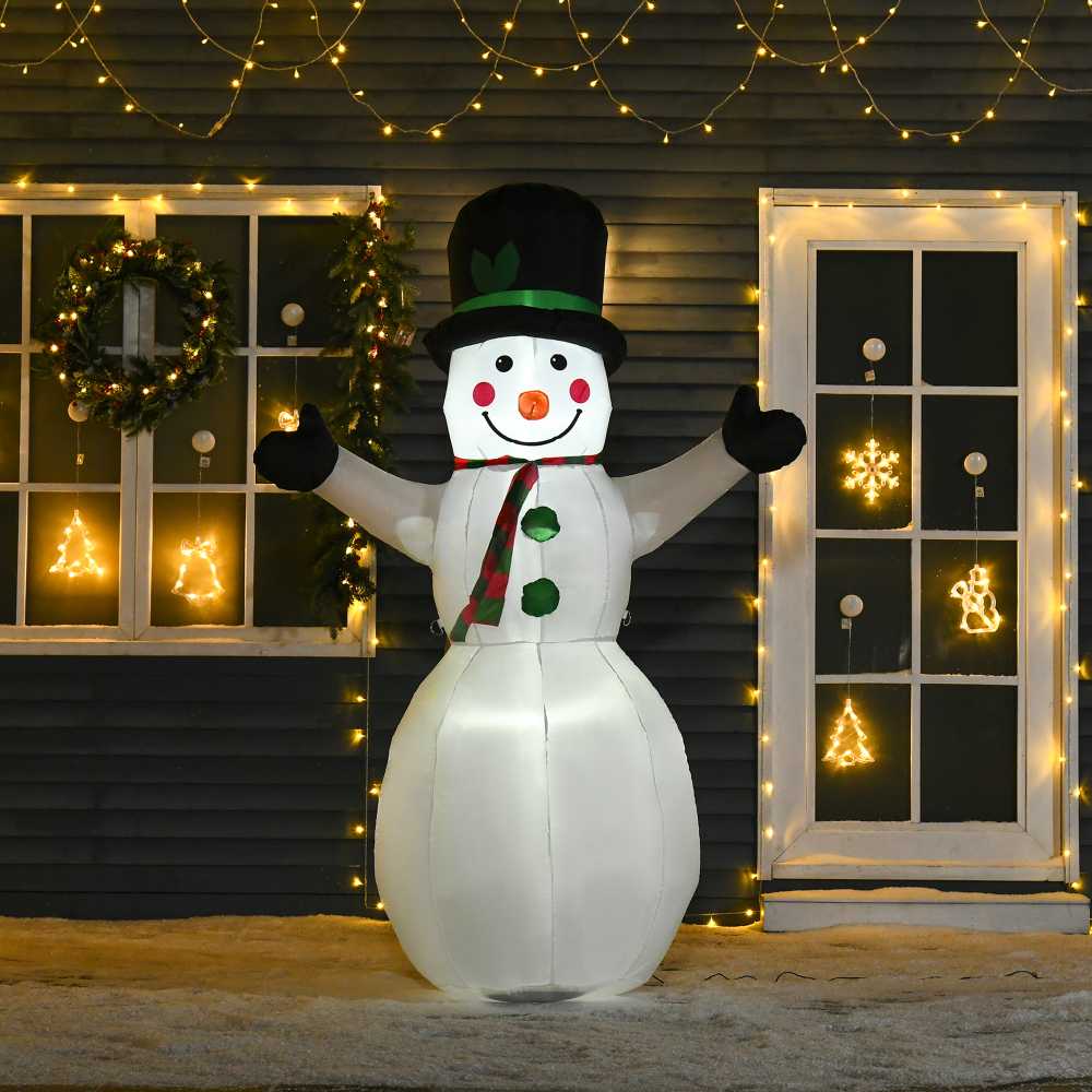 Homcom Pripučiamas kalėdinis sniego senis su LED apšvietimu, baltas, 130 × 72 × 193 cm