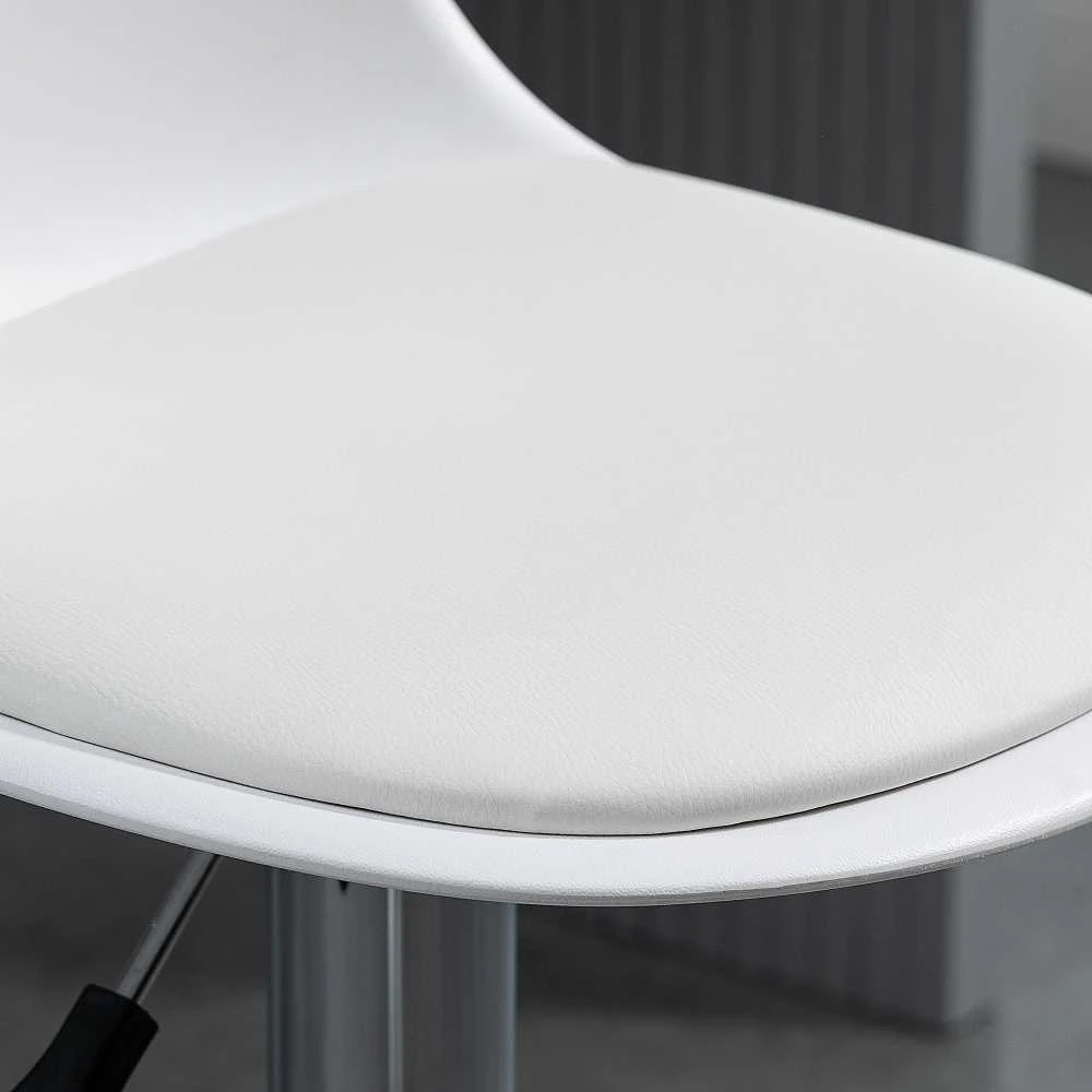 HOMCOM 2 baro kėdžių komplektas, su atlošu, modernaus dizaino, reguliuojamo aukščio, barui, balta spalva, dirbtinė oda, plienas, iki 120 kg, 40x42x82-104 cm