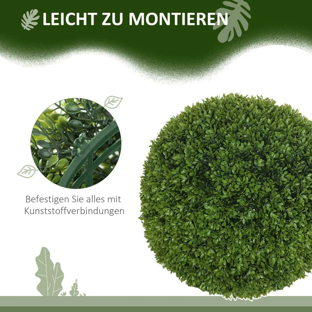 HOMCOM 2 vnt. rinkinys dirbtinis buksmedžio rutulys 40 cm, dirbtinis augalas, plastikinis dekoratyvinis buksmedis, dirbtinis augalas svetainei, miegamajam, biurui, sodui