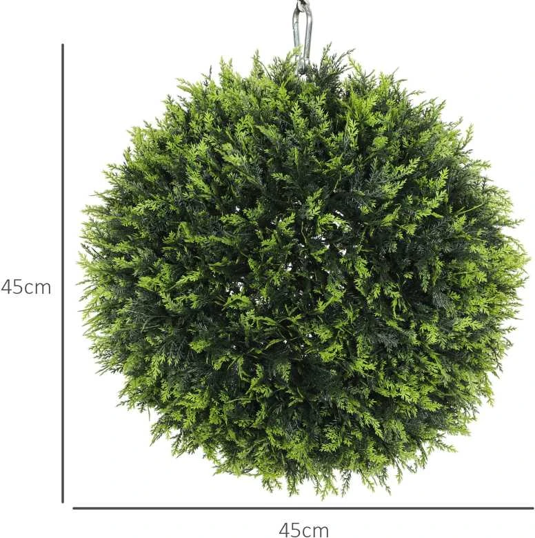 HOMCOM dirbtinių kedrų rinkinys, 2 vnt., 45 cm, kambarinis augalas, dirbtinis augalas, dekoratyvinis augalas namams, biurui, koridoriui, sodui, žalias
