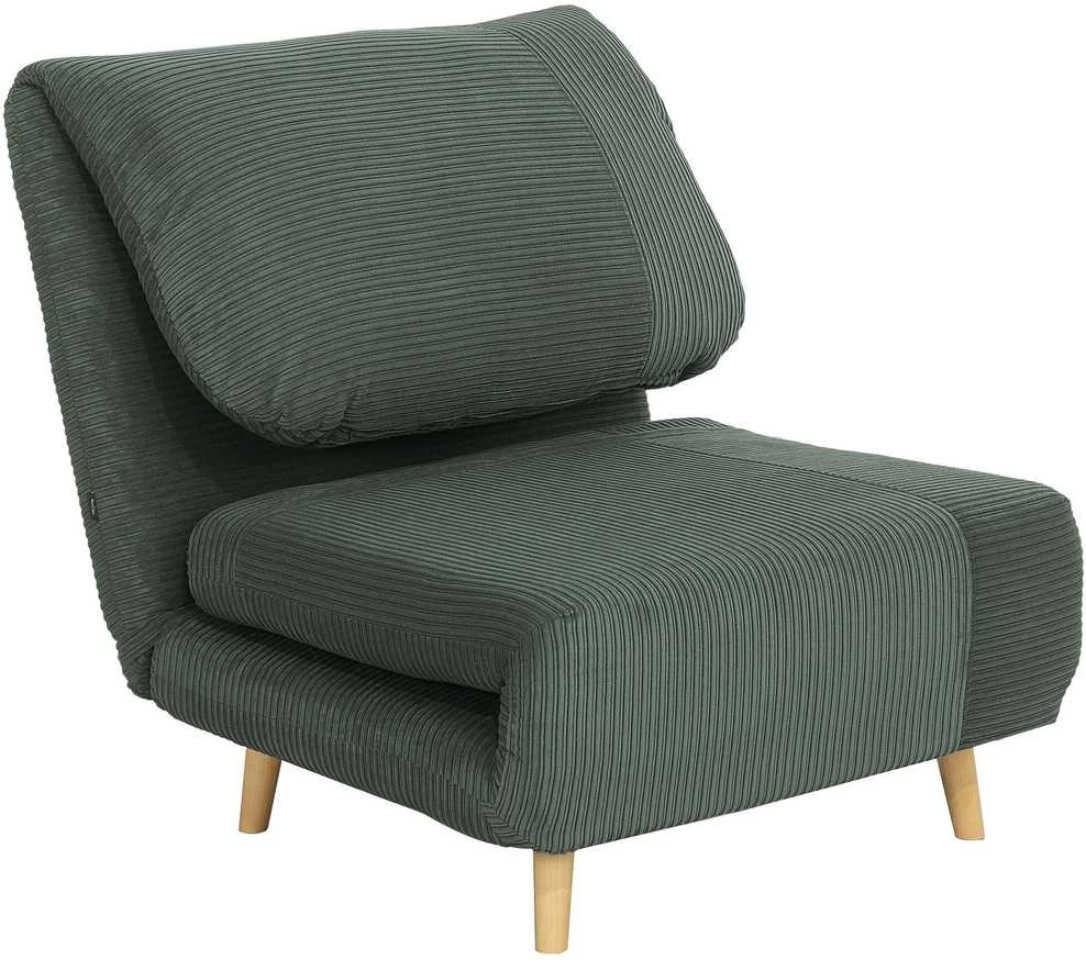 HOMCOM 2-in-1 išskleidžiamas fotelis-lova, reguliuojamas, su vago tipo audiniu, svečių lova, miegamajam, svetainei, žalias, 82 x 89 x 83 cm