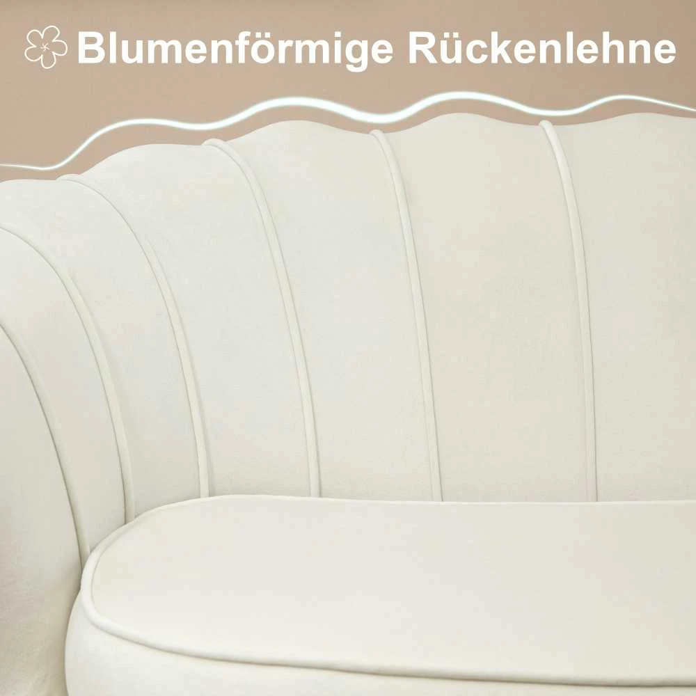 HOMCOM 2 sėdimų vietų sofa sofa minkšta sofa loveseat porankis aksomas iki 150 kg svetainė miegamasis kreminė 130x77x77cm