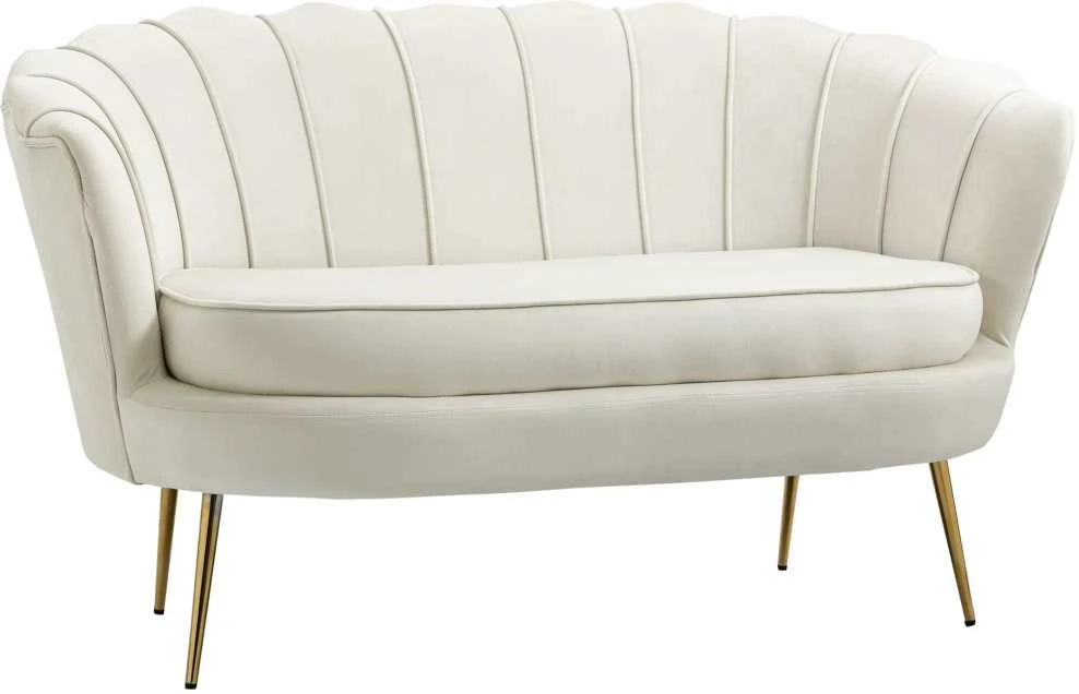 HOMCOM 2 sėdimų vietų sofa sofa minkšta sofa loveseat porankis aksomas iki 150 kg svetainė miegamasis kreminė 130x77x77cm