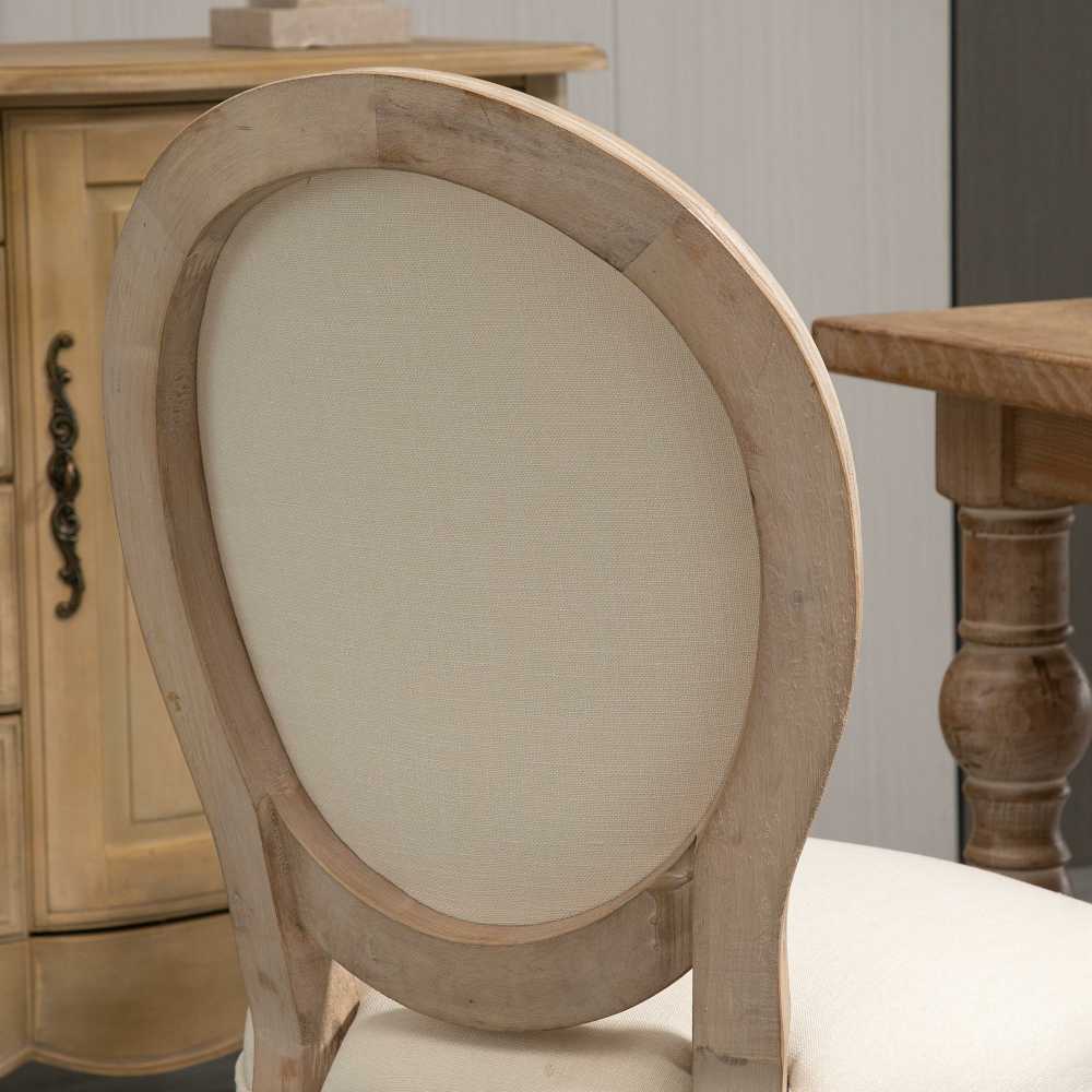 HOMCOM 2 kėdžių rinkinys, vintažinės valgomojo kėdės su atlošu, liną primenantis audinys, kaučiukmedis, kreminė ir natūrali spalva, 49 x 56 x 96 cm