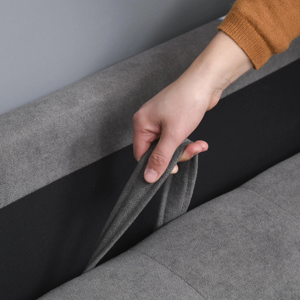 HOMCOM 2-viečių sofa, medžiaginė, nuimama, su pagalvėlėmis, kaučiukmedis, medvilnė, pilka, 117 x 62 x 78 cm