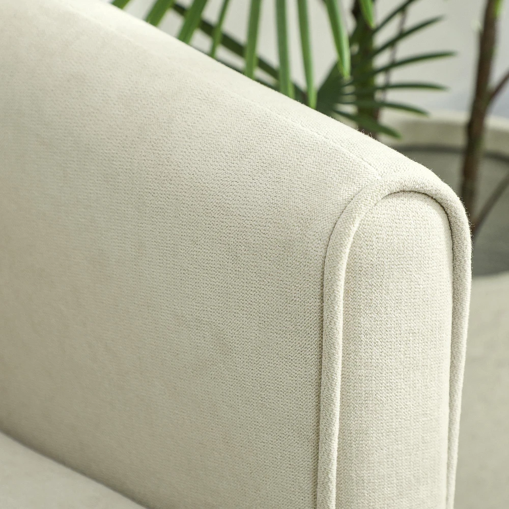 HOMCOM 2-vietė sofa su porolono paminkštinimu ir medžiaginiu apmušalu, skirta svetainei, miegamajam, metalinis rėmas, kreminė balta