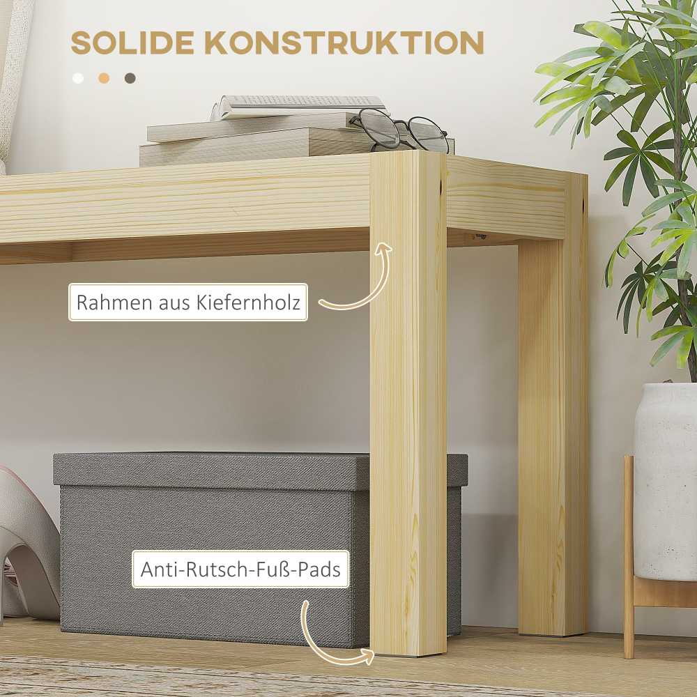 HOMCOM suoliukas 2-vietis, kaimiško stiliaus medinis suoliukas, valgomojo suoliukas, virtuvės suoliukas svetainei, iki 240 kg, pušies mediena, natūralus, 120x33x45 cm