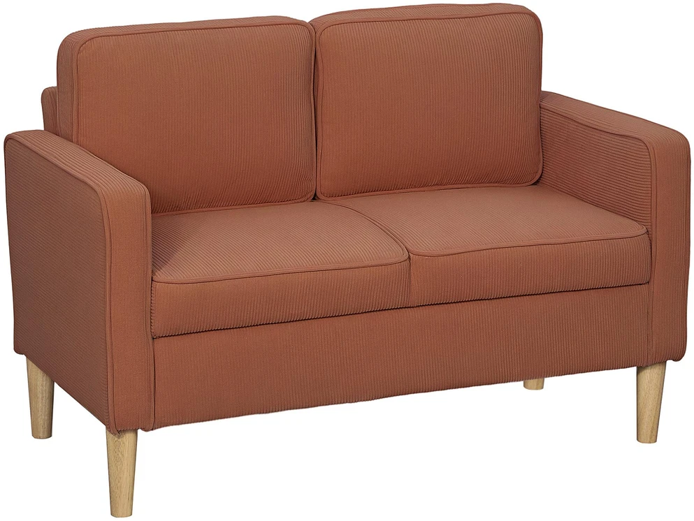 HOMCOM 2 vietų sofa, maža sofa su porankiais, daiktadėže, moderni gobeleninė sofa, velveto išvaizda, medinės kojelės, pagalvė, poilsio sofa svetainei, miegamajam, 117 x 63 x 79 cm, rožinė