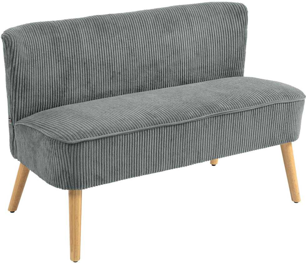 HOMCOM 2 vietų sofa, sofa su kordine išvaizda, medinės kojos, minkšta sofa, dvivietė sofa svetainei, miegamajam, 117 x 56,5 x 77 cm, pilka