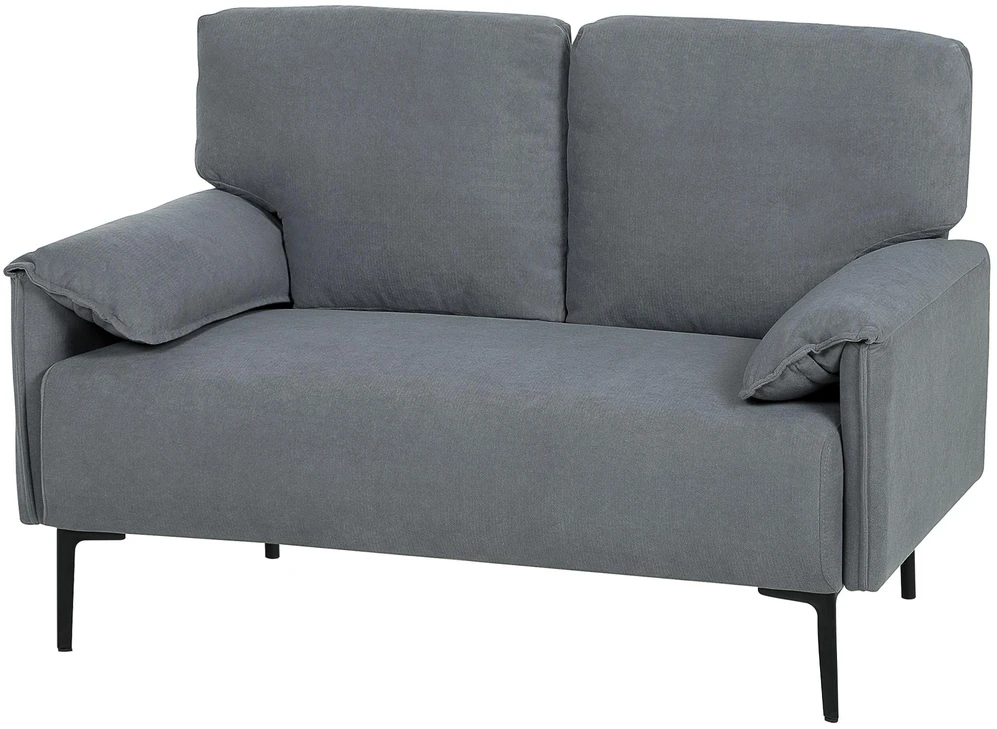 HOMCOM 2 vietų sofa, storos pagalvėlės, aksominis apmušalas, minkšta sofa, juoda