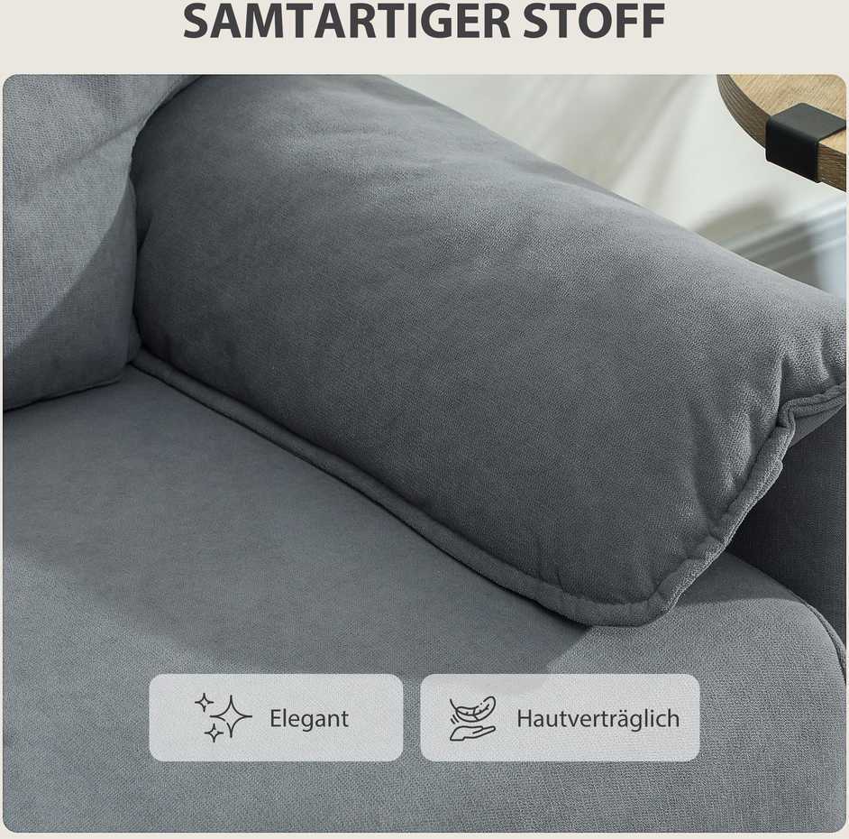 HOMCOM 2 vietų sofa, storos pagalvėlės, aksominis apmušalas, minkšta sofa, juoda