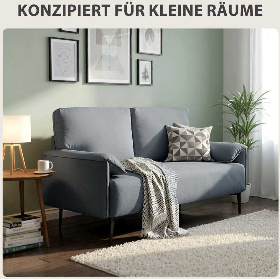 HOMCOM 2 vietų sofa, storos pagalvėlės, aksominis apmušalas, minkšta sofa, juoda