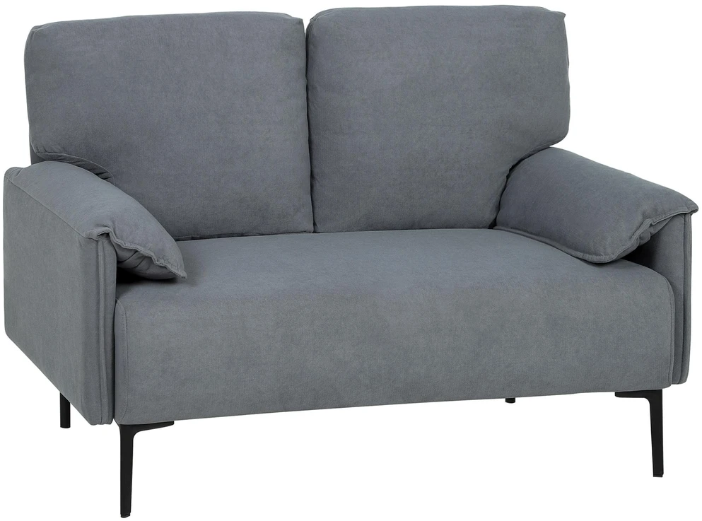 HOMCOM 2 vietų sofa, storos pagalvėlės, aksominis apmušalas, minkšta sofa, juoda