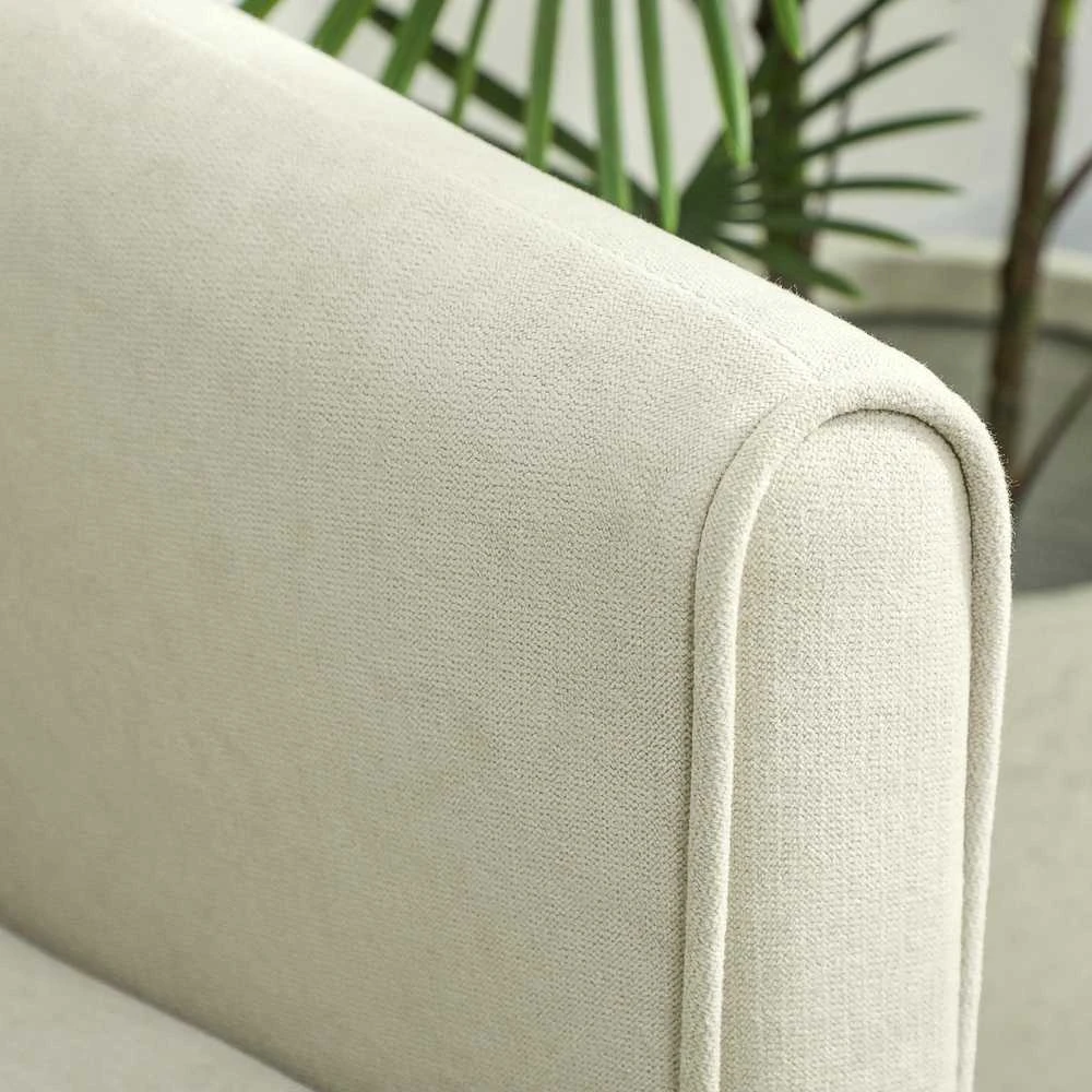 HOMCOM 2-vietė sofa su porolono paminkštinimu ir medžiaginiu apmušalu, skirta svetainei, miegamajam, metalinis rėmas, kreminė balta