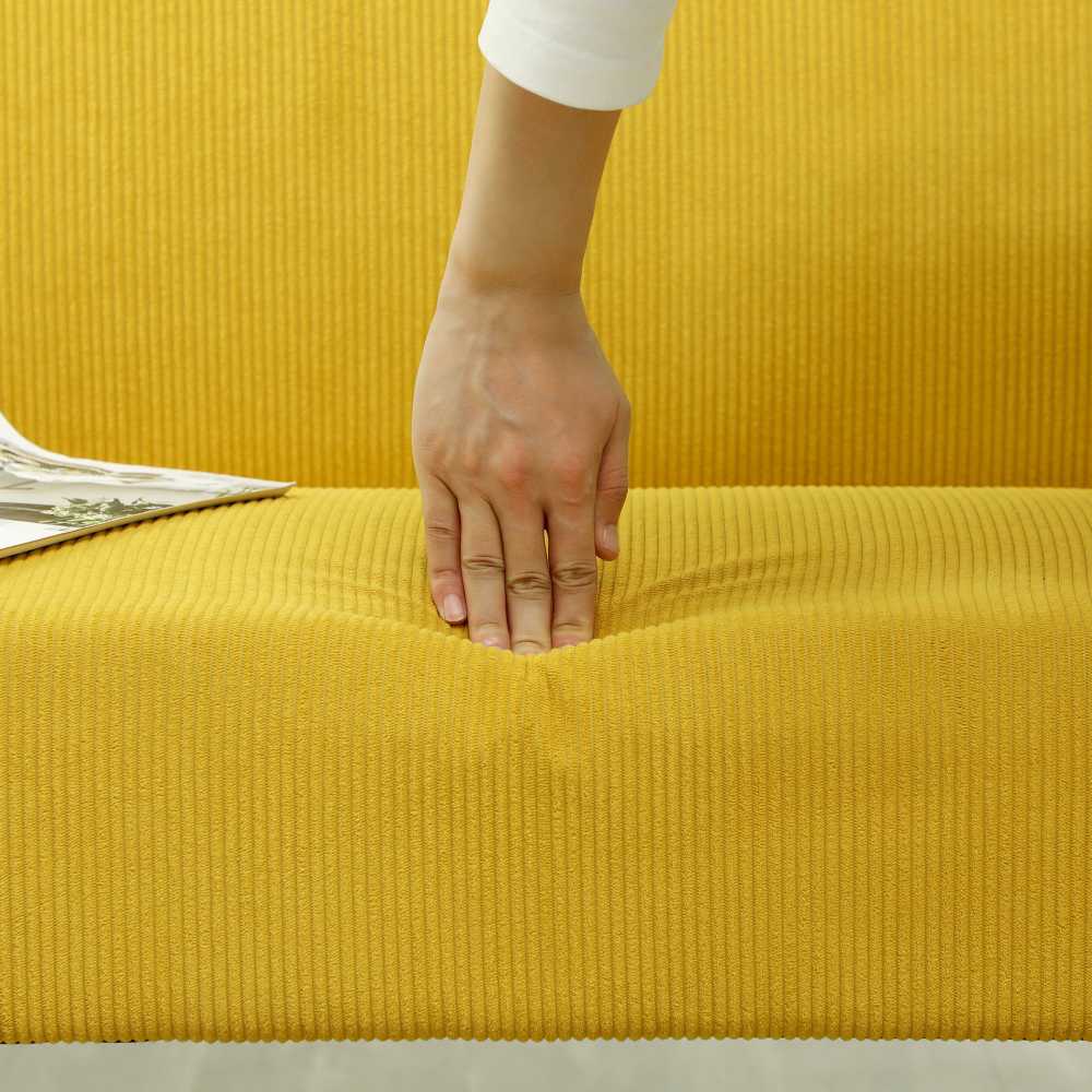 HOMCOM dvivietė sofa, sofa su velveto išvaizda, medinės kojelės, paminkštinta sofa, dvigubė sofa miegamajam, svetainei, 110 x 62 x 85 cm, geltona