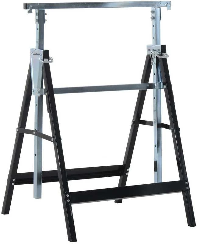 HOMCOM 2 x statybiniai ožiai, reguliuojamo aukščio iki 200 kg, plieniniai, juodi, 68 x 58 x 80-130 cm