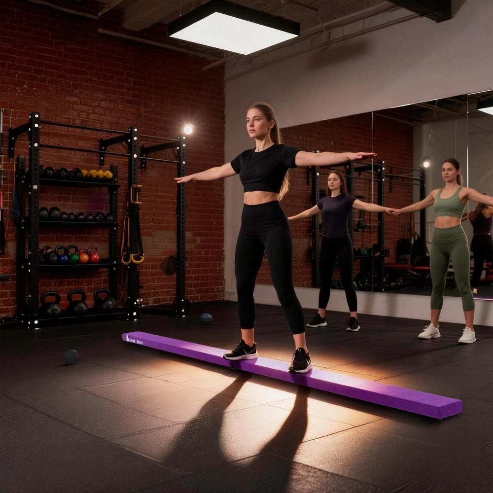 HOMCOM 210 cm gimnastikos balansas, skirtas naudoti lauke ir viduje, sulankstomas, iki 120 kg, violetinis