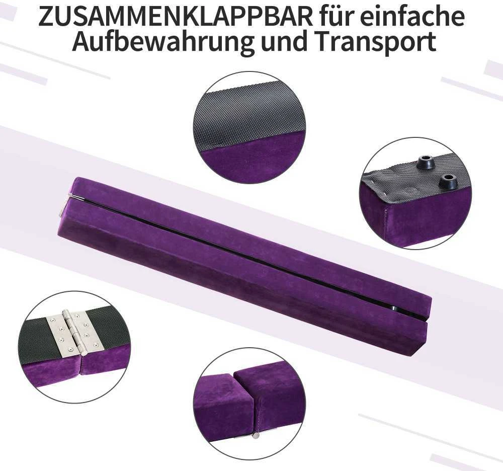 HOMCOM 210 cm gimnastikos balansas, skirtas naudoti lauke ir viduje, sulankstomas, iki 120 kg, violetinis