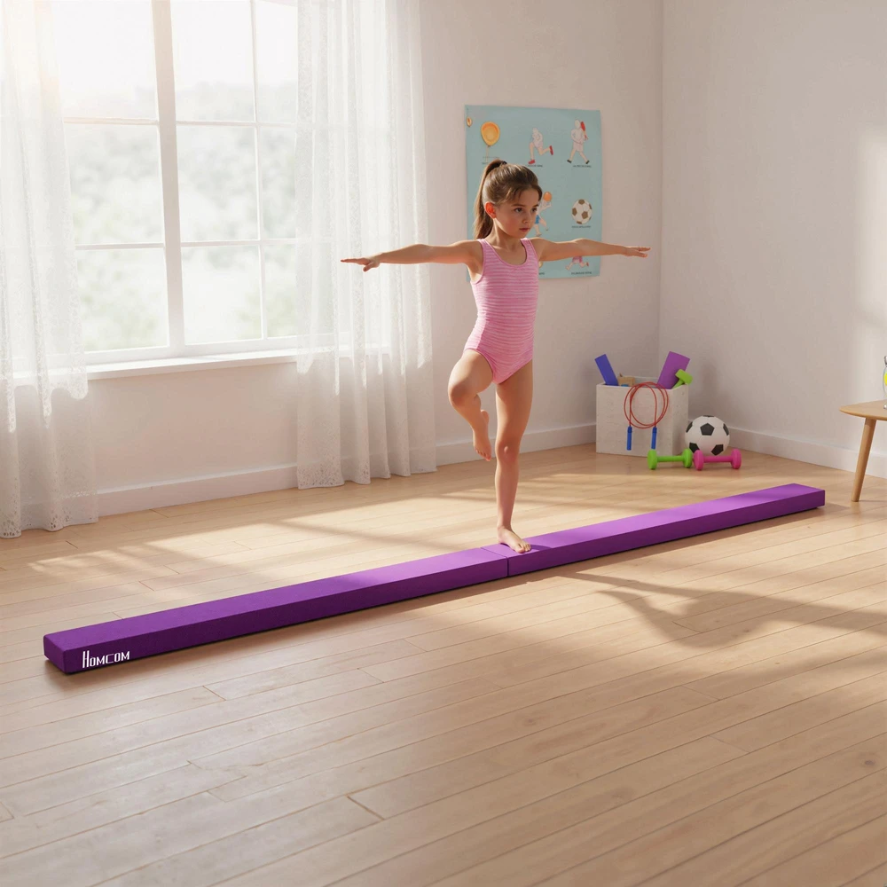 HOMCOM 210 cm gimnastikos balansas, skirtas naudoti lauke ir viduje, sulankstomas, iki 120 kg, violetinis