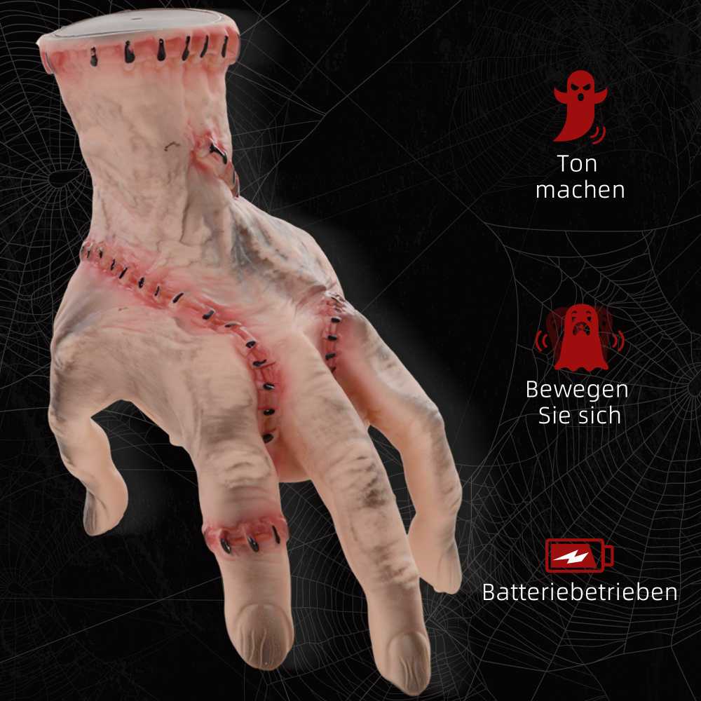 HOMCOM 21cm Helovino dekoracija Realistiška randuota ranka su veiksmo ir garso funkcija, baisi rekvizito dekoracija, siaubo rekvizitas, tinkantis Helovinui ir Cosplay