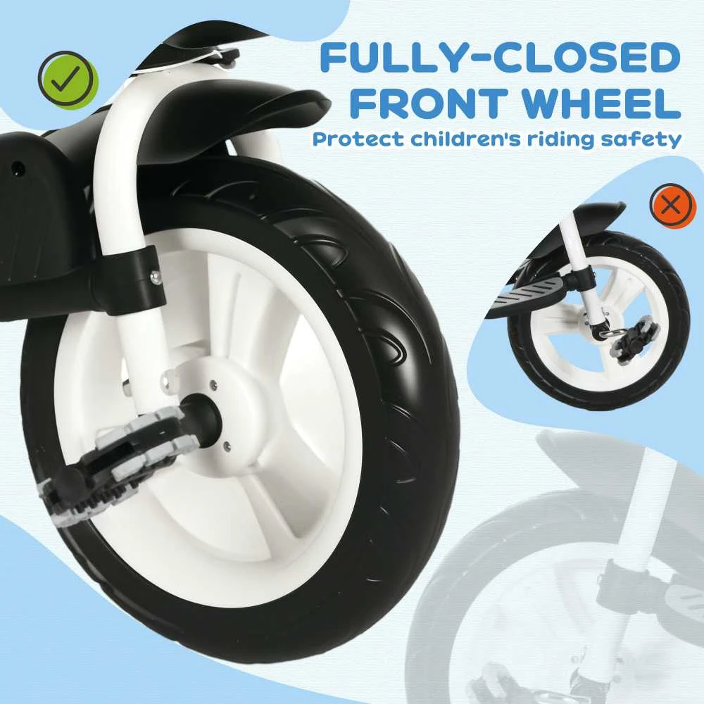 HOMCOM 2-in-1 triratukas su stūmimo rankena, saugos diržu, sulankstomas, su stogeliu nuo saulės, puodelio laikikliu, krepšeliu, pedalais, 1–5 metams, mėlynas