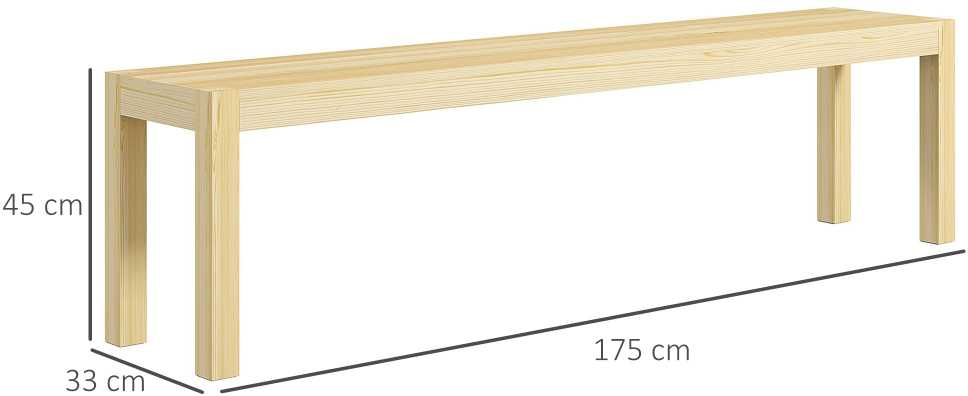 HOMCOM 3-vietis suolas Tvirtas medinis kaimiško stiliaus suolas, virtuvės suolas, iki 330 kg, pušies mediena, natūralus