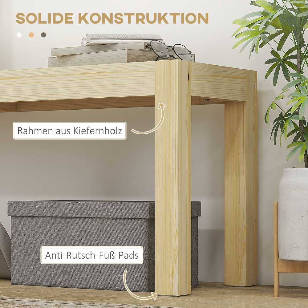 HOMCOM 3-vietis suolas Tvirtas medinis kaimiško stiliaus suolas, virtuvės suolas, iki 330 kg, pušies mediena, natūralus