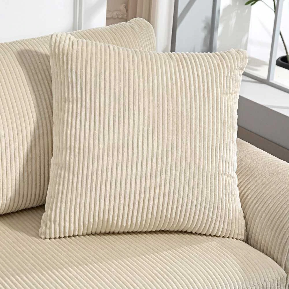 HOMCOM 3 vietų sofa, sofa su porankiais, pagalvėlės, paminkštinta sofa su velveto audinio apmušalais, storai paminkštinta svetainės sofa iki 450 kg gyvenamajam kambariui, miegamajam 212 x 80 x 88 cm, kreminės baltos spalvos