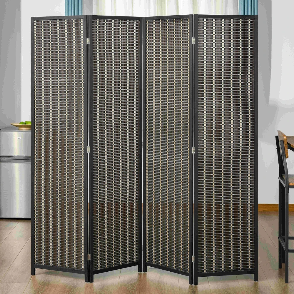 HOMCOM 4 dalių bambukinė širma 180 x 180 cm, sulankstoma kambario pertvara, ruda