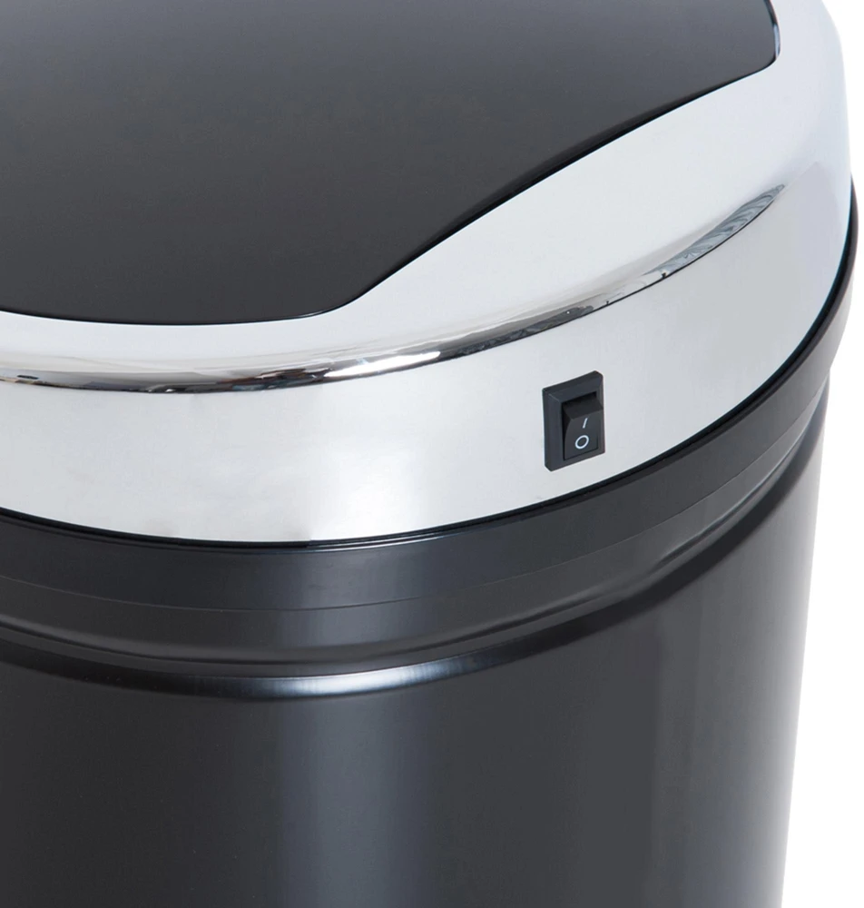 HOMCOM 42L jutiklinė šiukšliadėžė, elektrinis automatinis atliekų krepšys su dangčiu, nerūdijantis, voniai, biurui, virtuvei, valgomajam, plieno, juodas