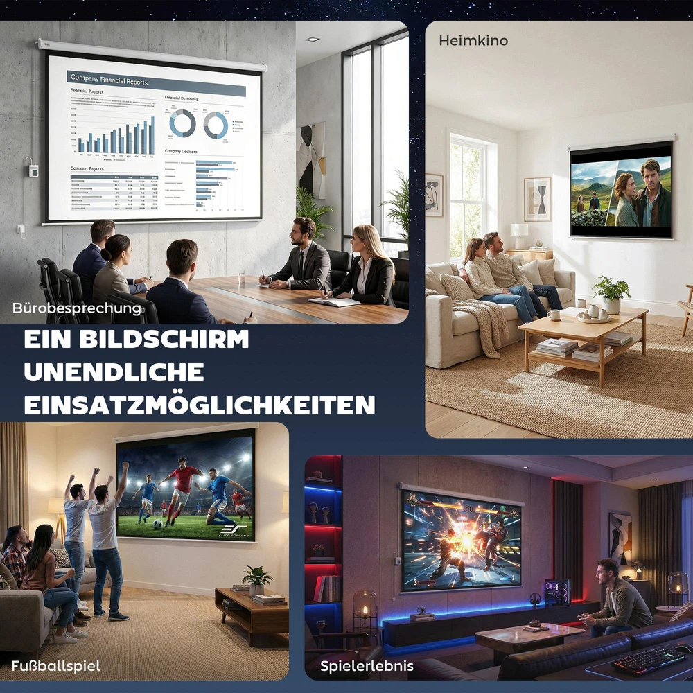 Projektorius HOMCOM 4:3 elektrinis projektoriaus ekranas 171 x 130 cm su nuotolinio valdymo pultu, skirtas namų kino teatrui ir pristatymams, baltas