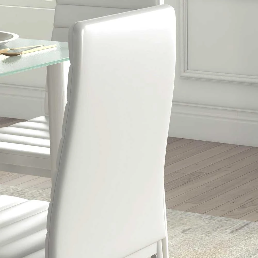 HOMCOM 5 dalių valgomojo komplektas, stalas su 4 kėdėmis, virtuvinis stalas su grūdinto stiklo stalviršiu, valgomojo baldų komplektas, plienas, juodas
