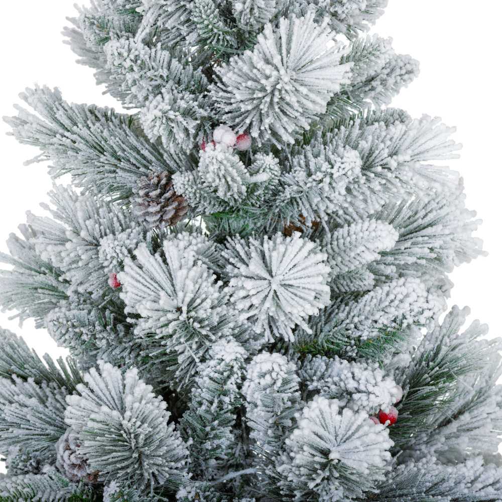 Kalėdinė eglutė su LED apšvietimu ir dirbtiniu sniegu, žalia/balta, 107 cm, 2 vnt.