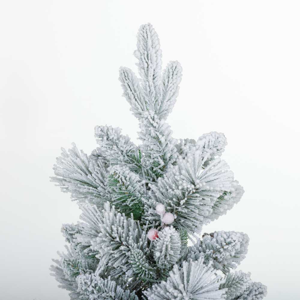 Kalėdinė eglutė su LED apšvietimu ir dirbtiniu sniegu, žalia/balta, 107 cm, 2 vnt.