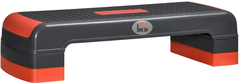 HOMCOM Aerobic steperis, reguliuojamo aukščio stepo platforma, 3 pakopų treniruoklis (10/15/20 cm), naudojimui viduje ir lauke, iki 150 kg