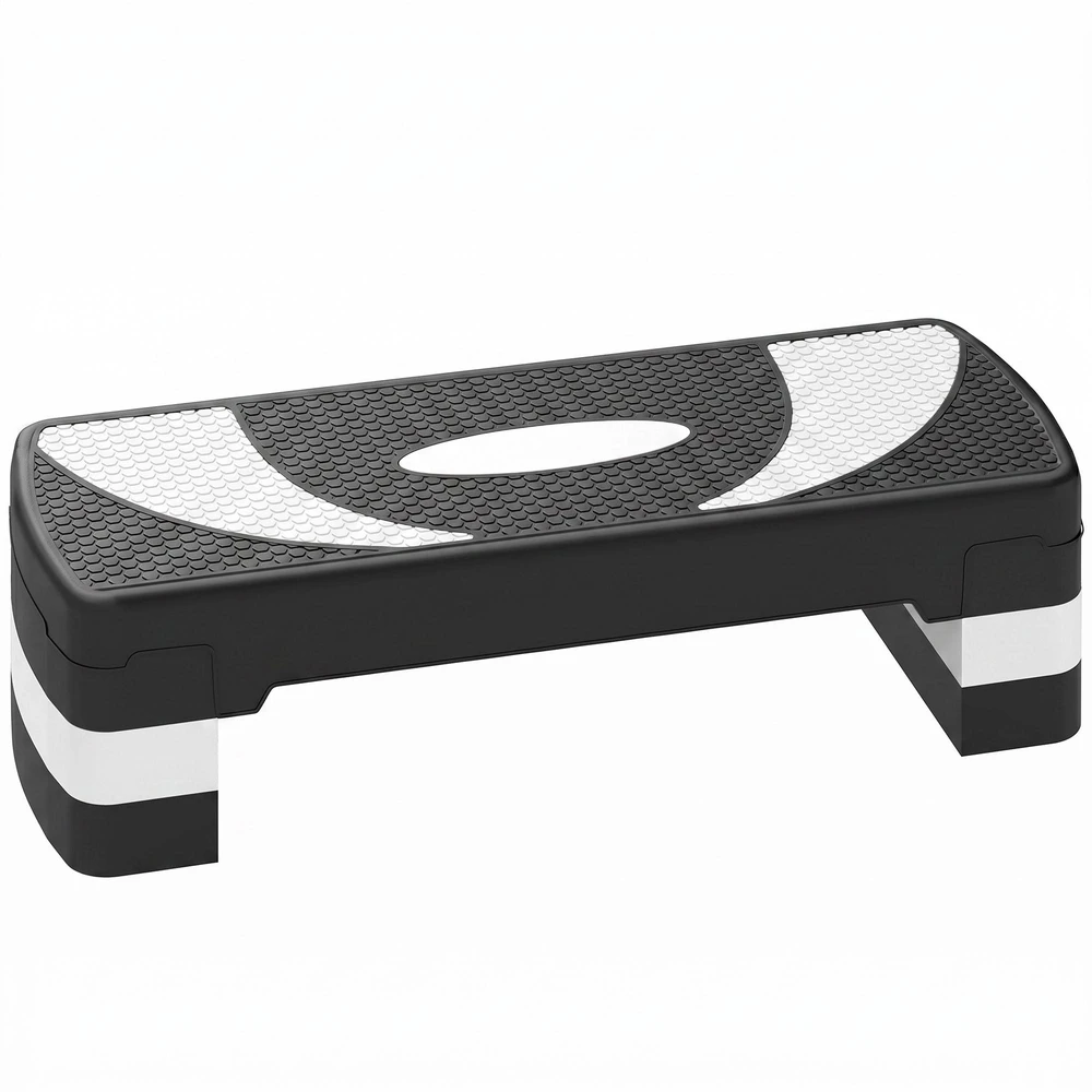 HOMCOM aerobikos stepas, reguliuojamas aukštis (10/15/20 cm), fitneso treniruoklis namams, iki 150 kg, 80x31x10-20 cm
