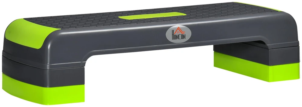 HOMCOM aerobikos steperis, reguliuojamo aukščio fitneso treniruoklis su 3 pakopomis (10/15/20 cm), skirtas naudojimui namuose, iki 150 kg, 78 x 28 x 10–20 cm, žalias